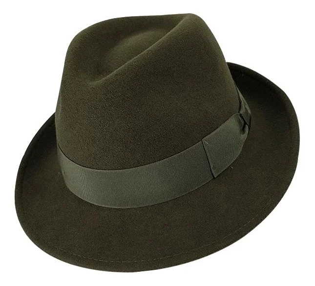 Black felt hat for sleek minimalist looks -Stanton Premium Wool Felt Trilby - Olive