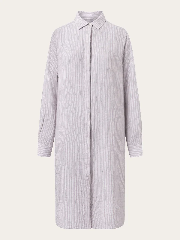 A-line Dresses for Flattering -Striped linen shirt dress - Stripe