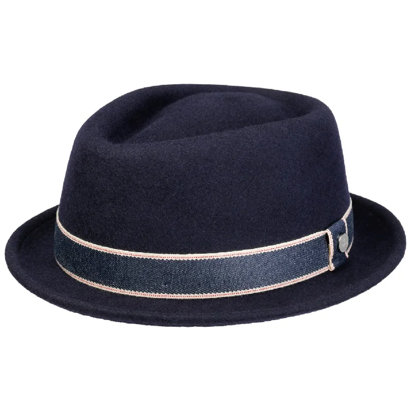 Luxury felt hat with elegant wool finish -Vanderson Pork Pie Felt Fedora Hat