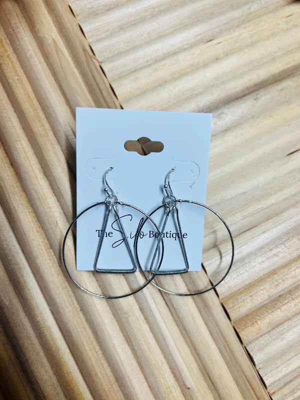 Drop Earrings for Work Attire -Wire Hoop Hook Drop Earrings