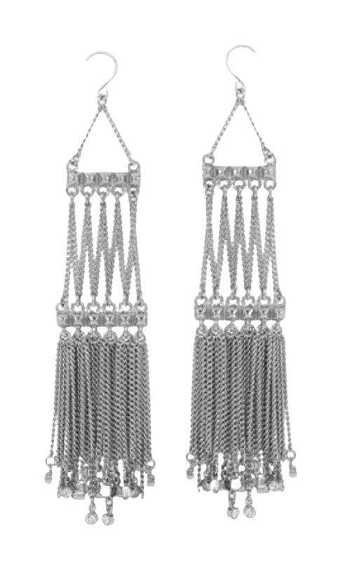 Screw Back Drop Earrings for Security -Rocker Fringe Earrings JCDJE799