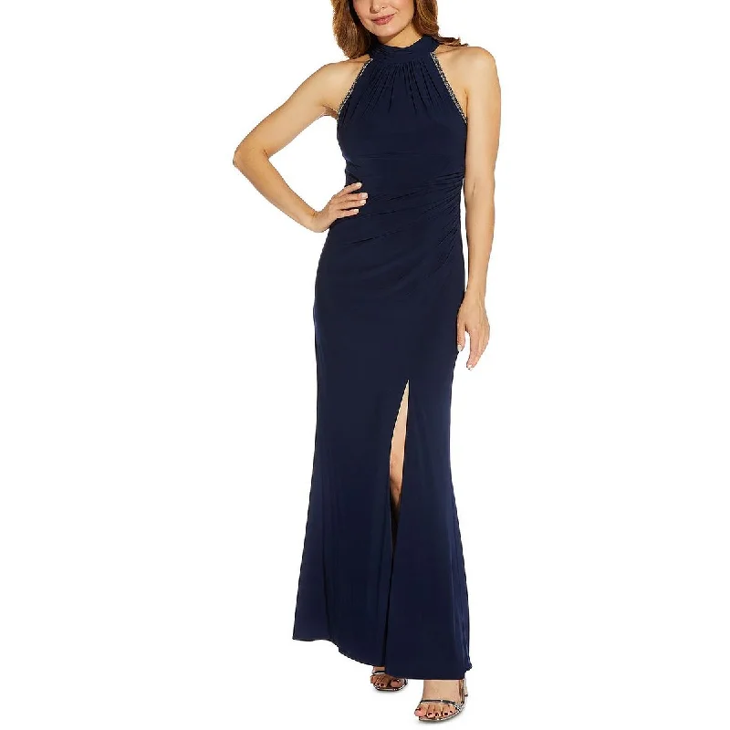 Mother's Day Dresses for Gift -Adrianna Papell Womens Petites Embellished Halter Evening Dress