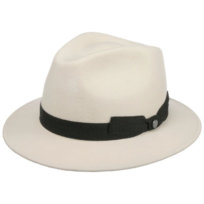 Designer felt hat with bold color options -Women White Patterson Traveller Fedora Hat