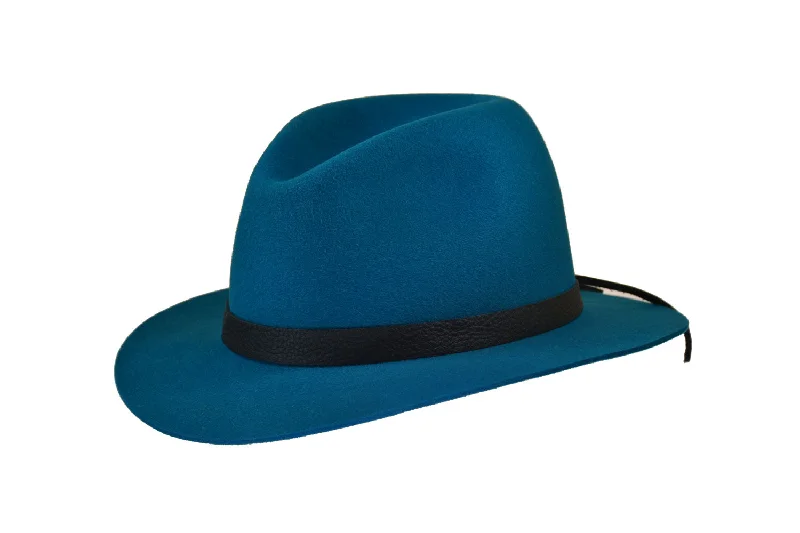 Rugged wool felt hat for tough weather -Turquoise Fedora Fur Felt Hat