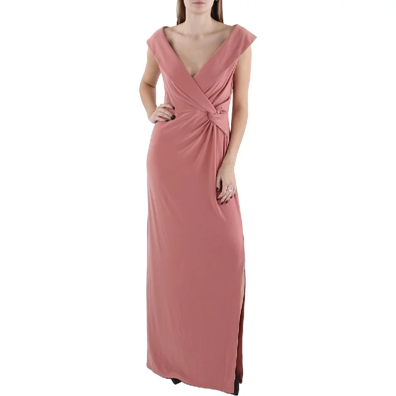 Animal Print Dresses for Fun -Lauren Ralph Lauren Womens Slit Off-The-Shoulder Evening Dress