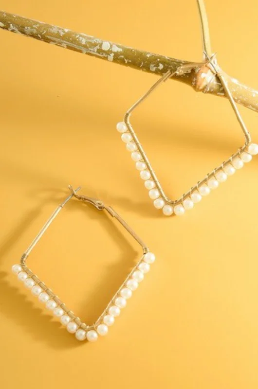 Beaded Drop Earrings for Party -Triangle Pearl Earrings