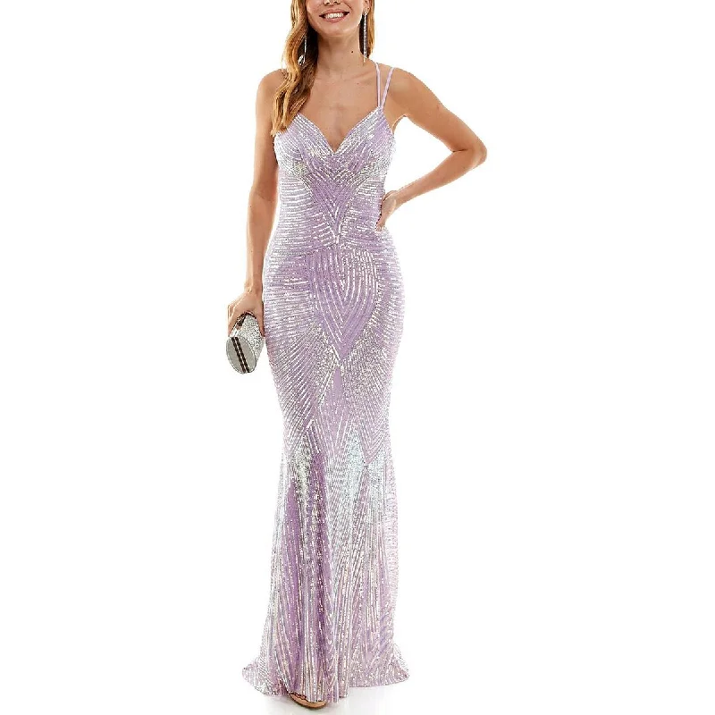 Minimalist Dresses for Simplicity -B. Darlin Womens Juniors Sequined Long Evening Dress