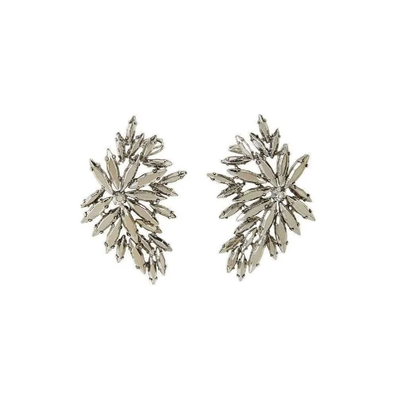 Drop Earrings for Formal Attire -Floral Silver Statement Earrings