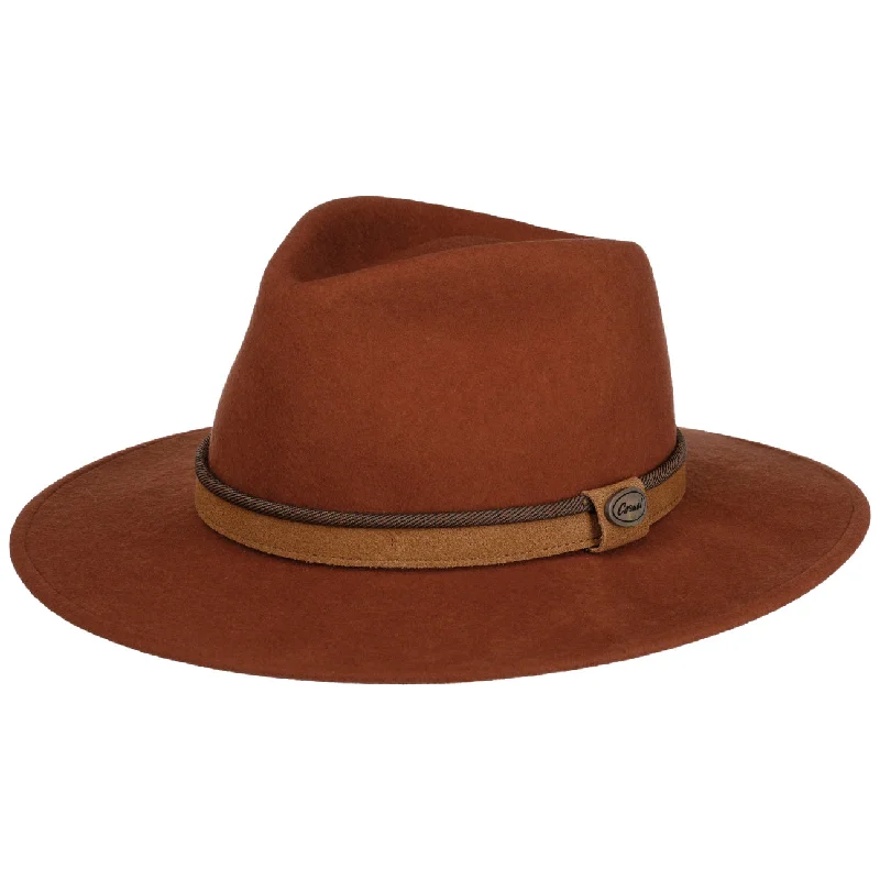 Stylish felt hat with modern brim curve -Dapper Gent's Fedora Traveller Wool Fedora Hat