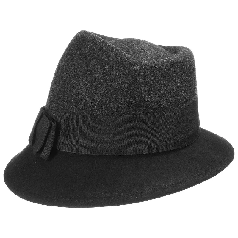 Elegant wool felt hat for dressy occasions -Asym Twotone Wool Felt Hat by Lierys