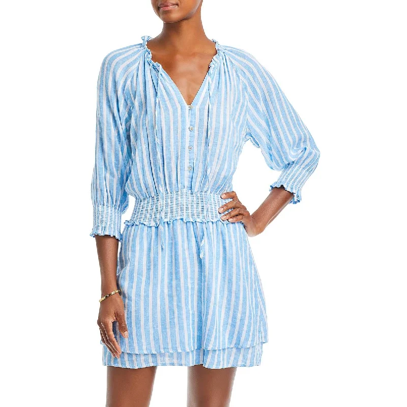 Nylon Dresses for Stretchable -Rails Womens Crystal Striped Linen Mini Dress