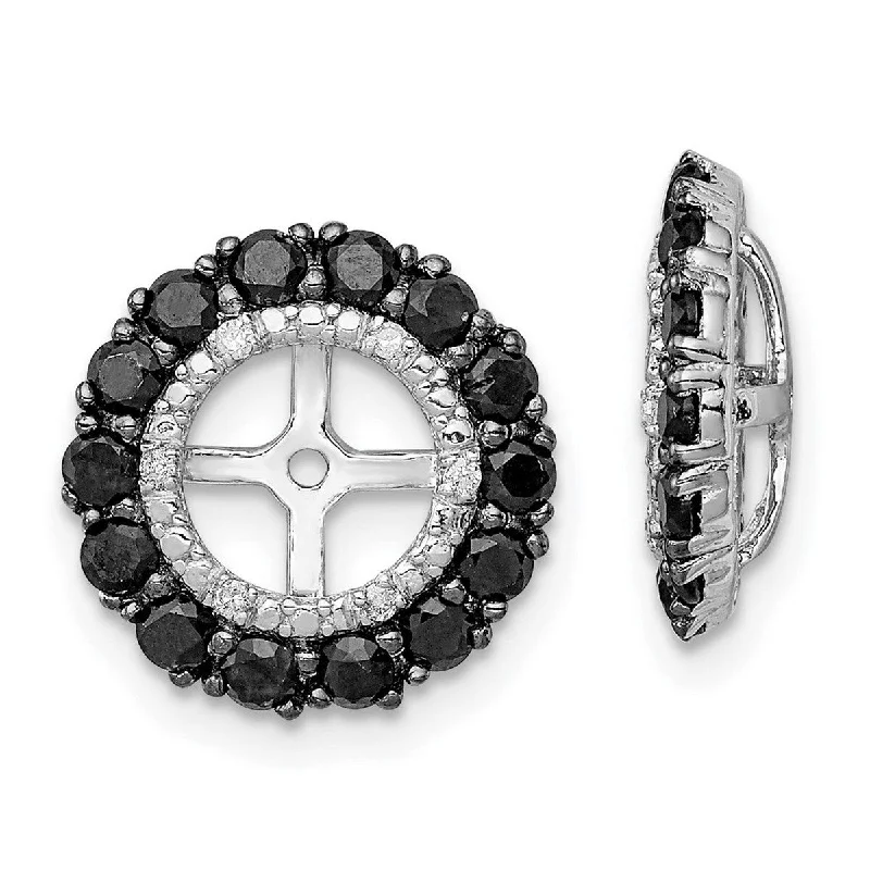 Drop Earrings for Travel Look -Curata 925 Sterling Silver Diamond and Black Sapphire Earrings Jacket - 13x13mm Wide