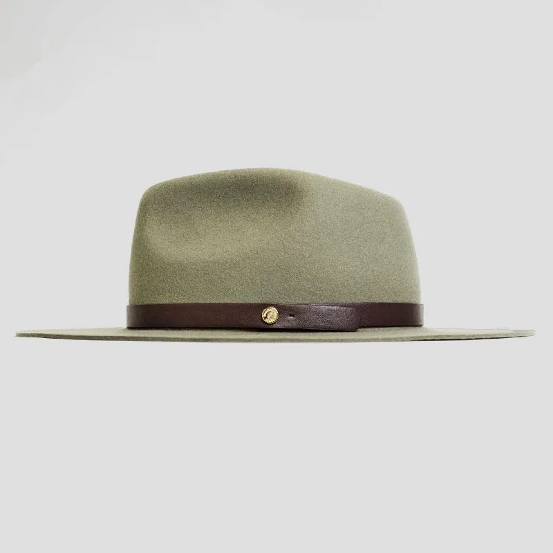 Breathable felt hat for summer festival fun -Dapper Men's Felt Fedora Hat–Olive Green