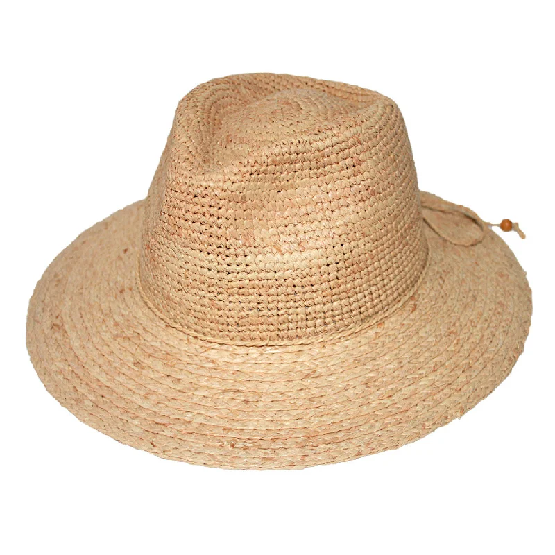 Breathable wool felt hat for warm climates -Flora Raffia Fedora Hat - Natural