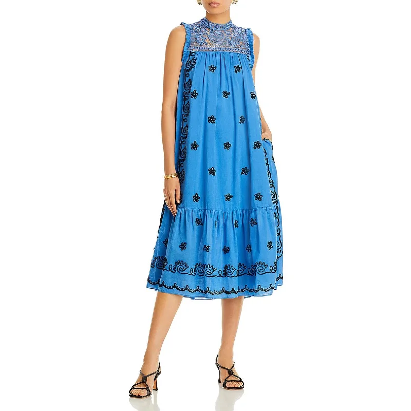 Resort Dresses for Vacation -Rhode Womens Lotta Embroidered Long Maxi Dress