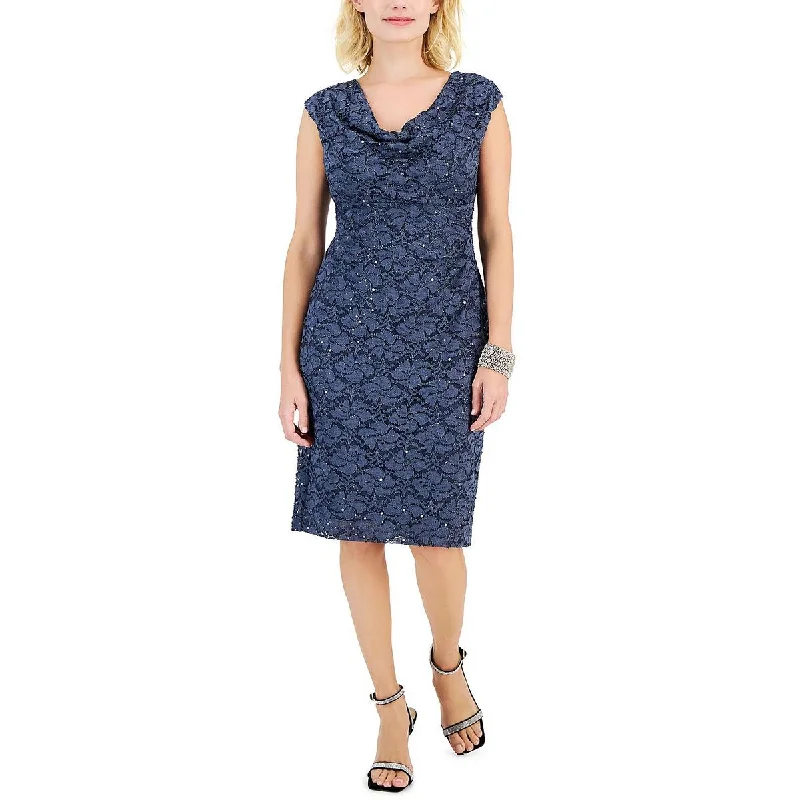 Modern Dresses for Trendy -Connected Apparel Womens Petites Knee-Length Cowl Neck Sheath Dress