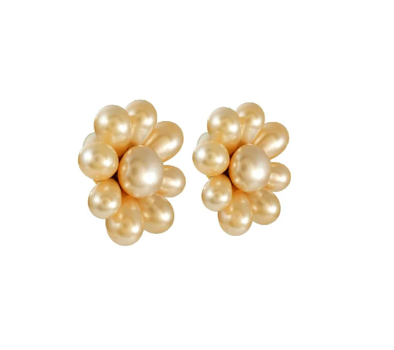 Triangular Drop Earrings for Edge -Chanel Vintage bag Faux Pearl Flower Earrings