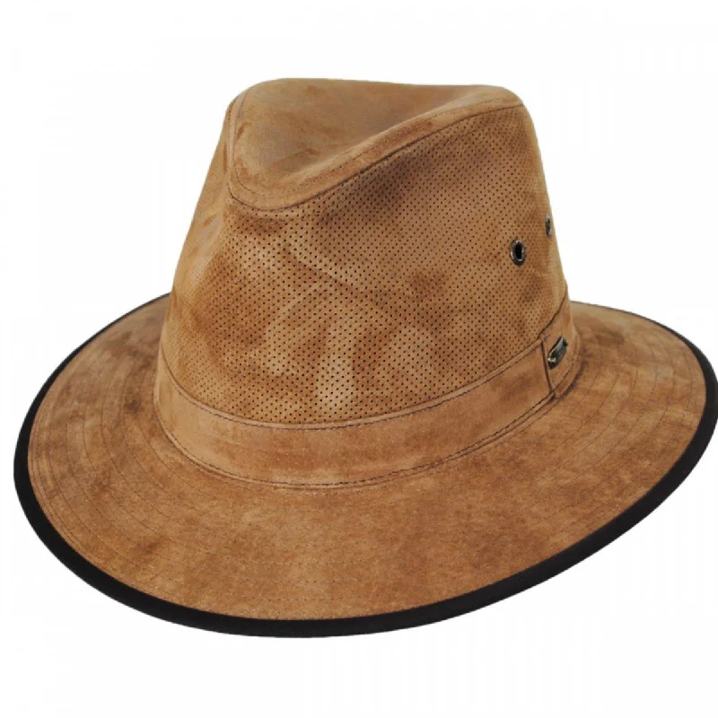 Luxury felt hat with premium wool quality -Chelan Suede Leather Safari Fedora Hat