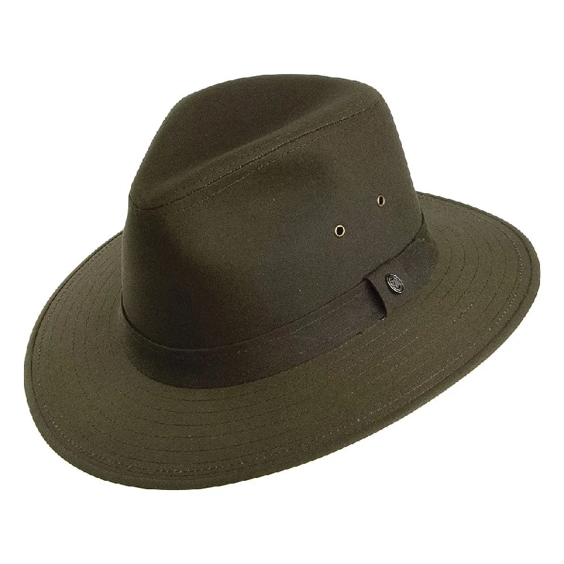 Classic fedora felt hat for timeless charm -Oilcloth Safari Fedora Hat - Olive