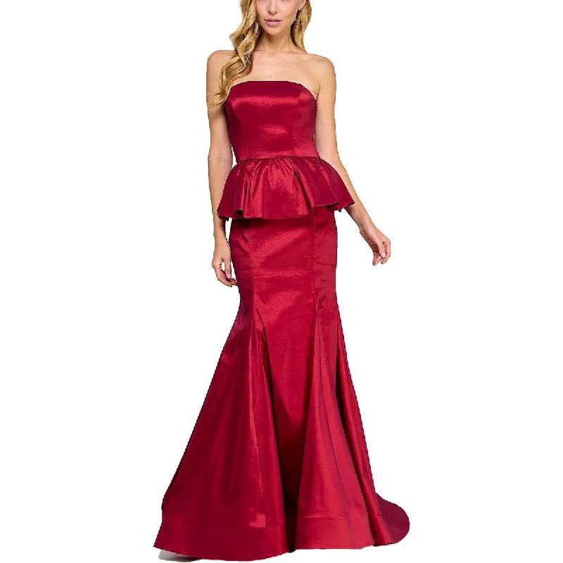 Strapless Dresses for Glamorous -B. Darlin Womens Juniors Satin Strapless Evening Dress