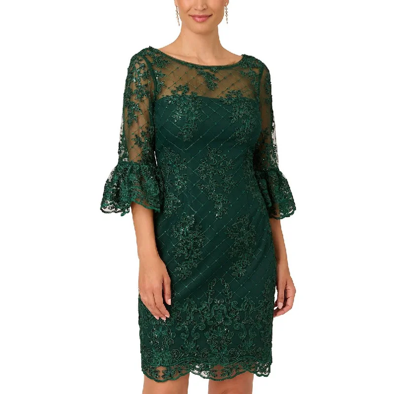 Tiered Dresses for Voluminous -Adrianna Papell Womens Sequined Above Knee Cocktail And Party Dress