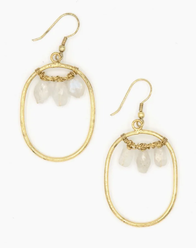 Magnetic Closure Drop Earrings for Easy -Blazen Moonstone Earrings