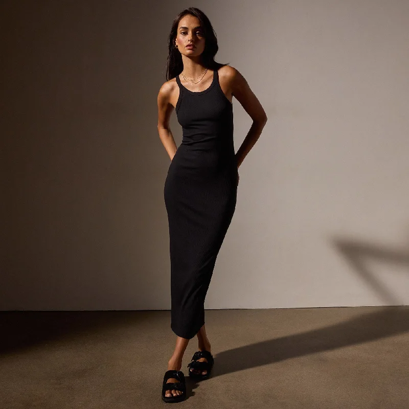 Anniversary Dresses for Special -Skinny Rib Tank Dress - Black