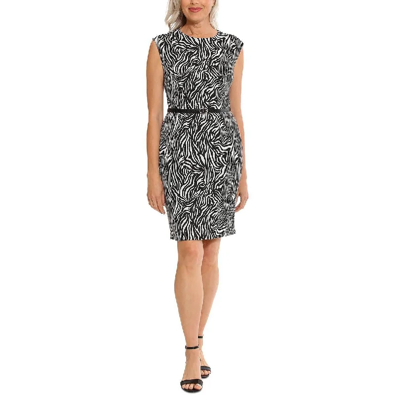 Embroidered Dresses for Detailed -London Times Womens Petites Animal Print Above Knee Sheath Dress