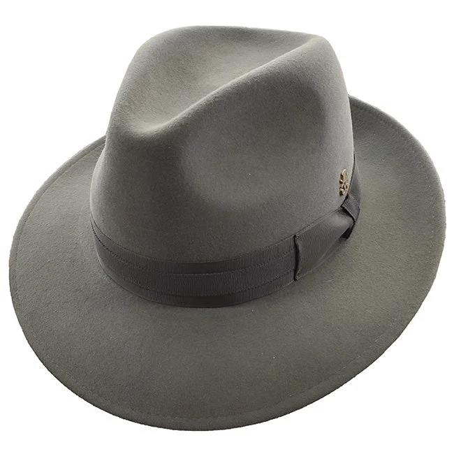 Black felt hat for sleek minimalist looks -Mayser Henry Fedora Hat