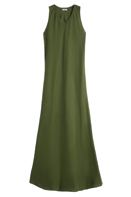 Tiered Dresses for Voluminous -Sleeveless Vneck Dress - Verde