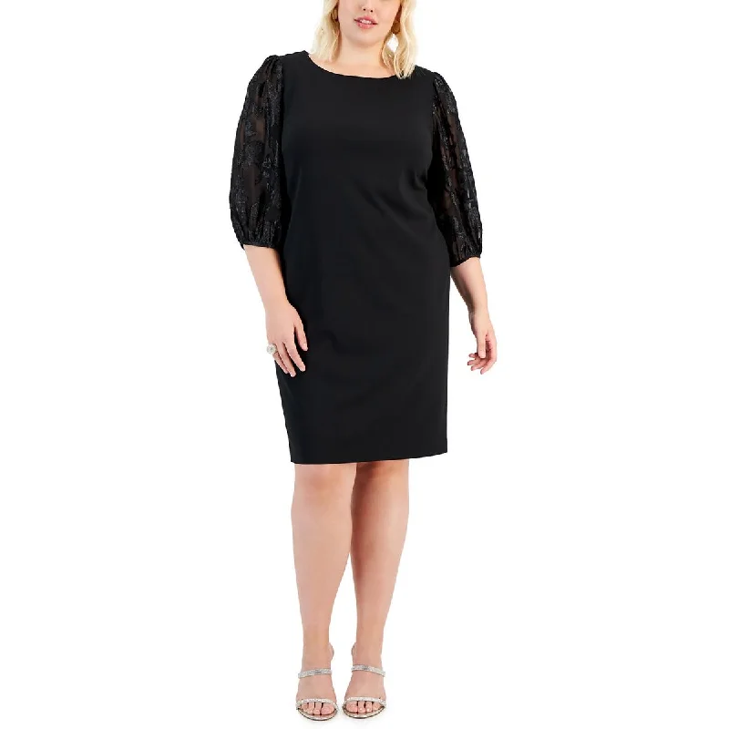 Flared Dresses for Retro -Connected Apparel Womens Plus Shimmer Knee-Length Cocktail And Party Dress