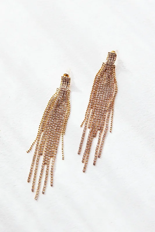 Diamond Drop Earrings for Luxury -Merida Tassel Earrings Gold