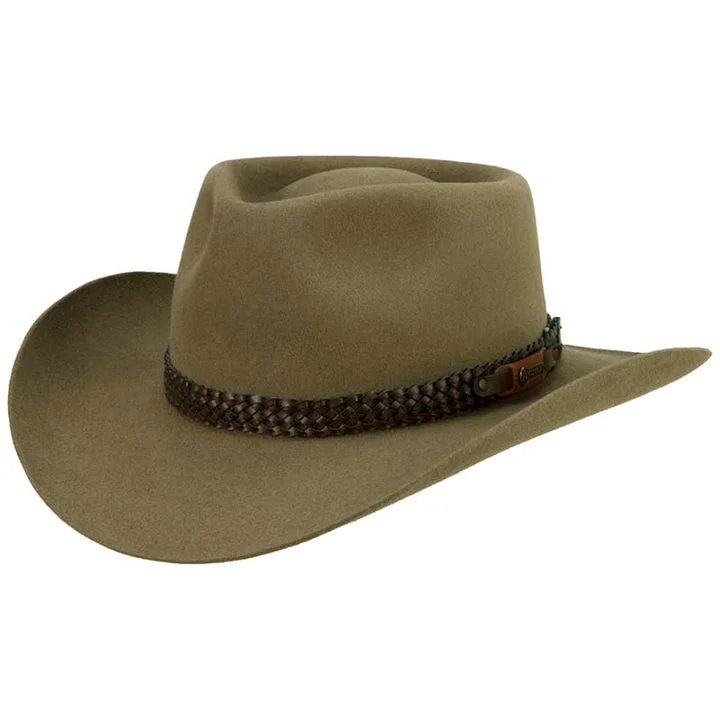 Rugged felt hat for outdoor rugged charm -Pure Fur Felt Outback Hat With Leather Sweatband