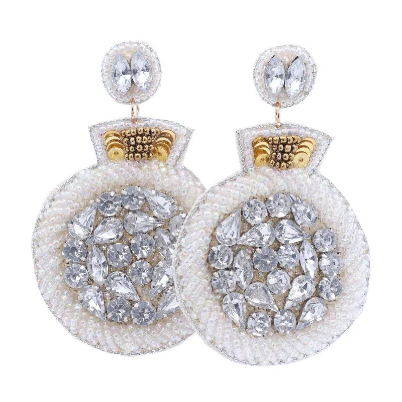 Drop Earrings for Casual Outfit -Christmas Ball Beaded Earrings with Acrylic Stone: CHRISTMAS BALL