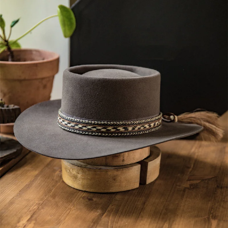 Handmade felt hat with unique artistic flair -Western Wool Felt Pork Pie Hat