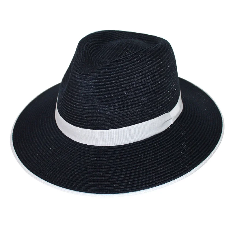 Warm felt hat for frosty winter mornings -Mia Fedora Hat - Navy