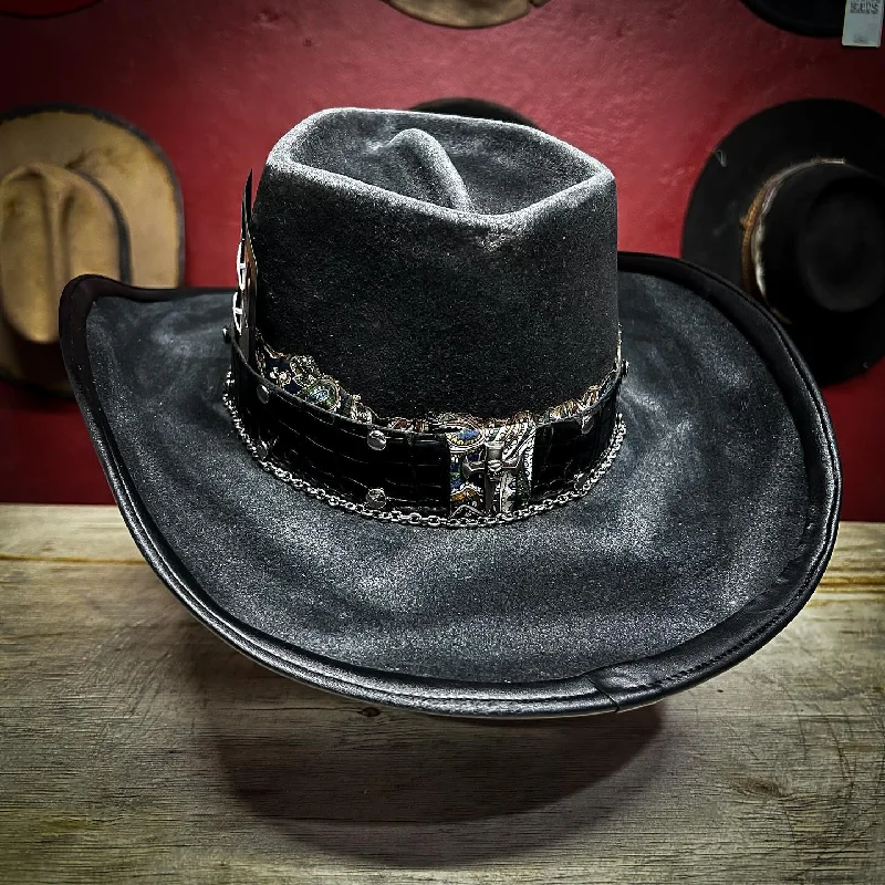 Classic felt hat for vintage-inspired outfits -Distressed Fedora Hat Domineering Reaper