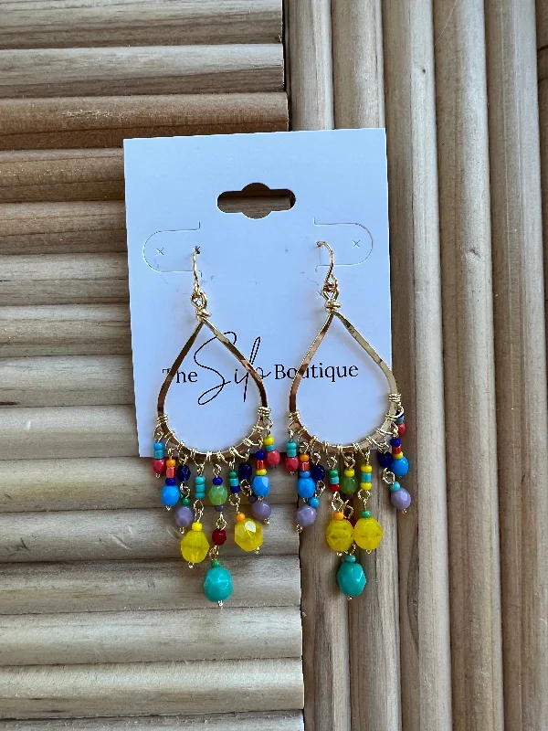 Triangular Drop Earrings for Edge -Fame Beaded Fringe Earrings