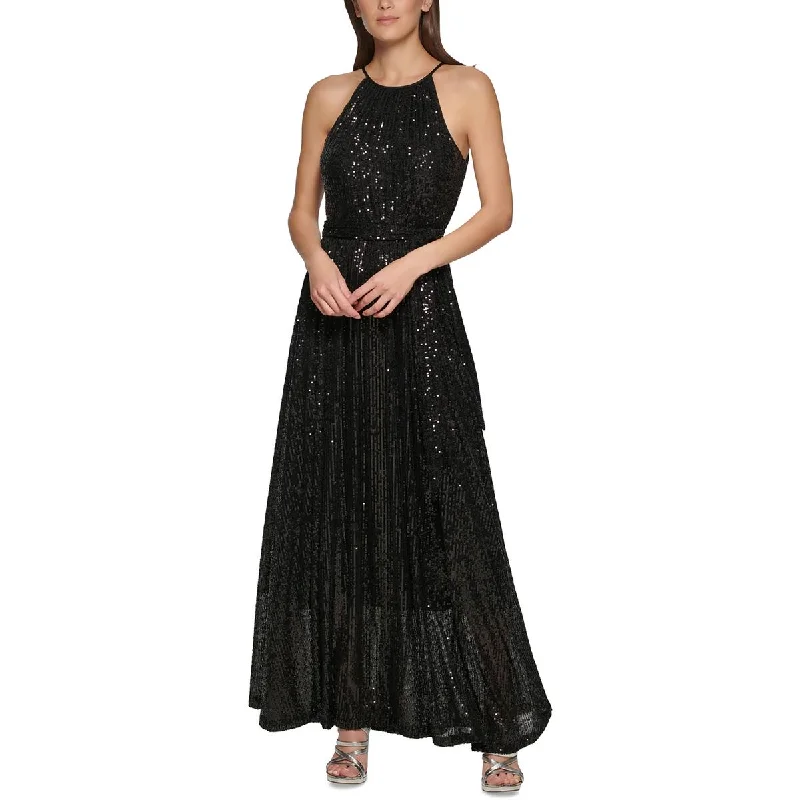 Strapless Dresses for Glamorous -DKNY Womens Sequined Halter Evening Dress