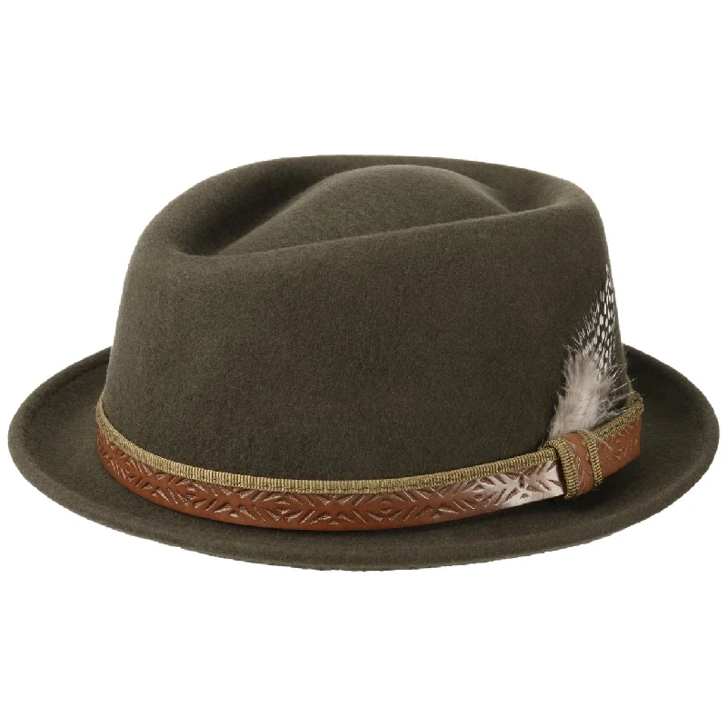 Rugged wool felt hat for tough weather -Galveston Pork Pie Hat by Lierys