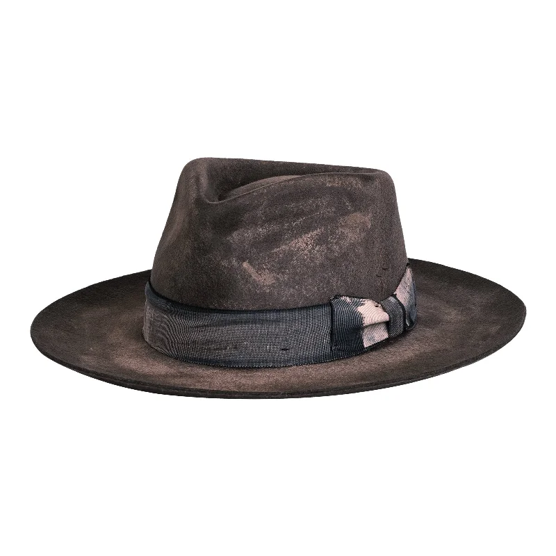 Affordable felt hat for budget-friendly accessorizing -Ash Distressed Fedora Hat