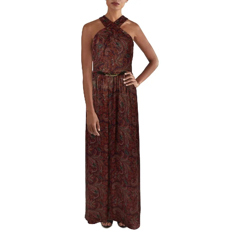 Wool Dresses for Warmth -Lauren Ralph Lauren Womens Chiffon Metallic Evening Dress