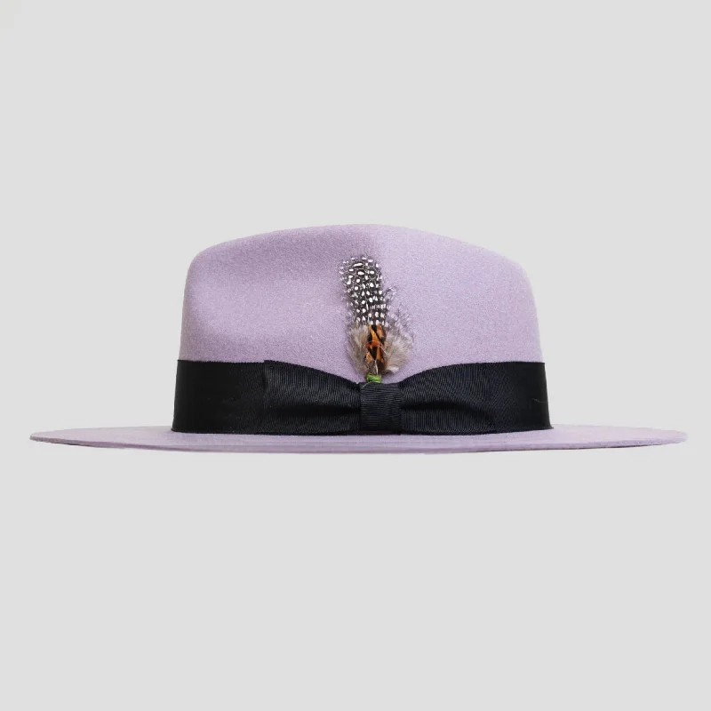 Warm felt hat with plush interior lining -Sleek Fedora Hat-Lavender + Black