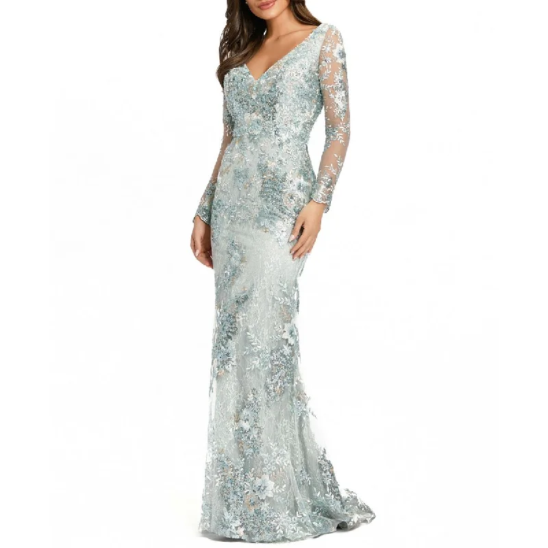 Embroidered Dresses for Detailed -Mac Duggal Womens Sequined Maxi Evening Dress