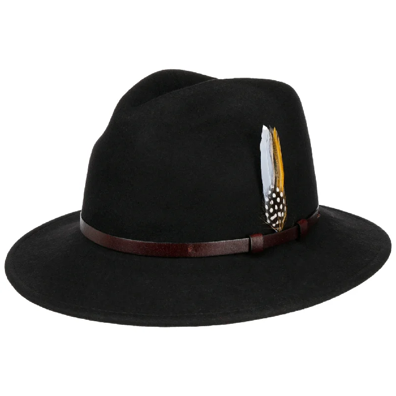 Affordable felt hat with simple chic look -Pleston Crushable Felt Fedora Hat