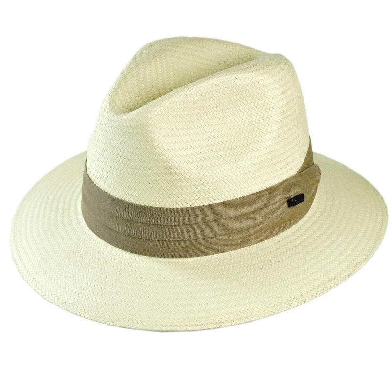 Designer felt hat with premium craftsmanship -Wholesale Toyo Straw Safari Fedora Hat - Khaki Band B2B Pre-Pack