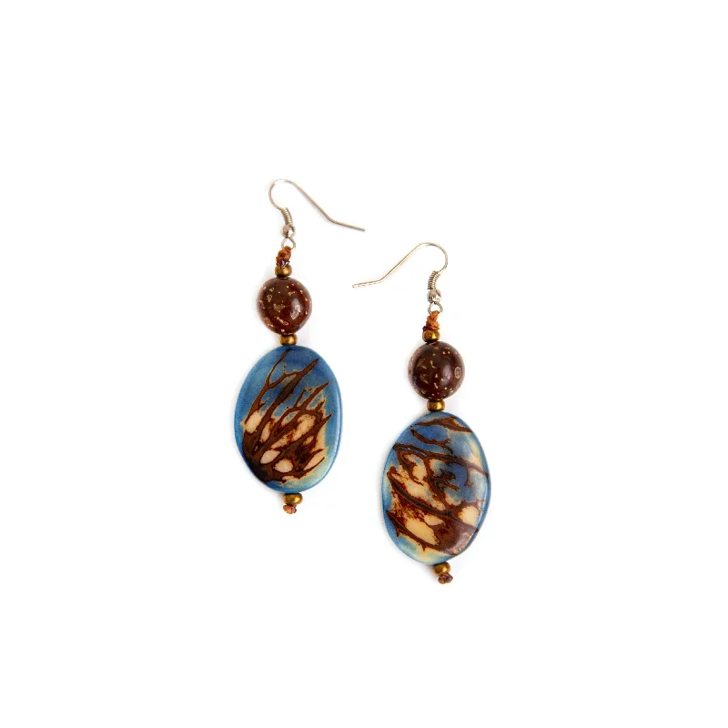 Drop Earrings with Abstract Designs -Lupe Earrings: Biscayne Bay Lake Blue