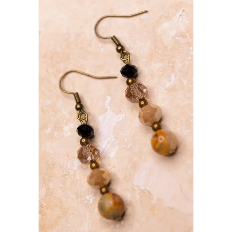 Vintage Drop Earrings with Patina -Mari Earrings October