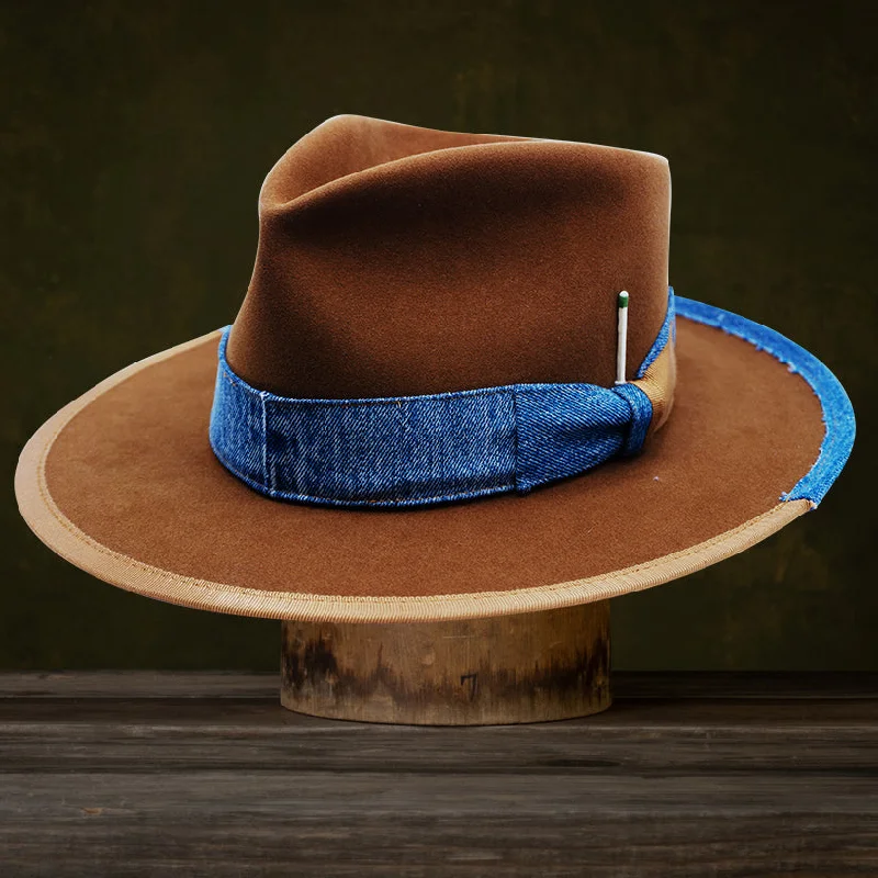 Lightweight felt hat for easy portability -Raven Felt Fedora In Camel