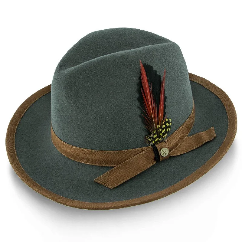 Handcrafted felt hat with eco-friendly materials -Pinnacle - Walrus Hats Sage Wool Felt Fedora Hat - H7022